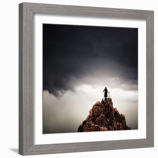 Adult and Child Standing on Hilltop-Luis Beltran-Framed Photographic Print