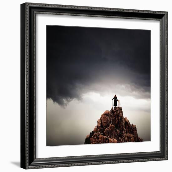 Adult and Child Standing on Hilltop-Luis Beltran-Framed Photographic Print