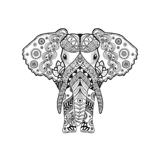 Adult Antistress Coloring Page Black White Hand Drawn Doodle Animal Ethnic Patterned Vector Afri By Palomita