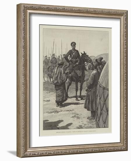 Advance of Russian Civilisation, a Sotnia of Cossacks at a Village in Chinese Tartary-Richard Caton Woodville II-Framed Giclee Print