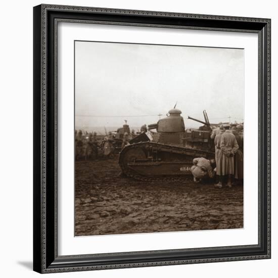 Advancing with tanks, c1914-c1918-Unknown-Framed Photographic Print