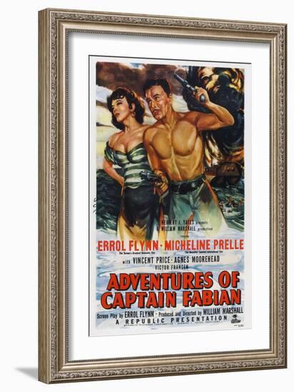 Adventures of Captain Fabian, from Left: Micheline Presle, Errol Flynn, 1951-null-Framed Art Print