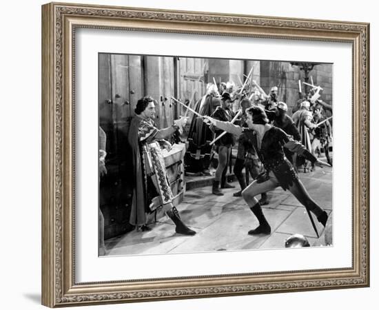 Adventures Of Robin Hood, Basil Rathbone, Errol Flynn, 1938-null-Framed Photo