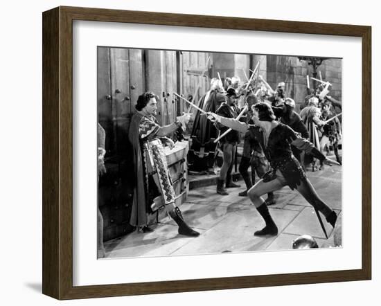 Adventures Of Robin Hood, Basil Rathbone, Errol Flynn, 1938-null-Framed Photo