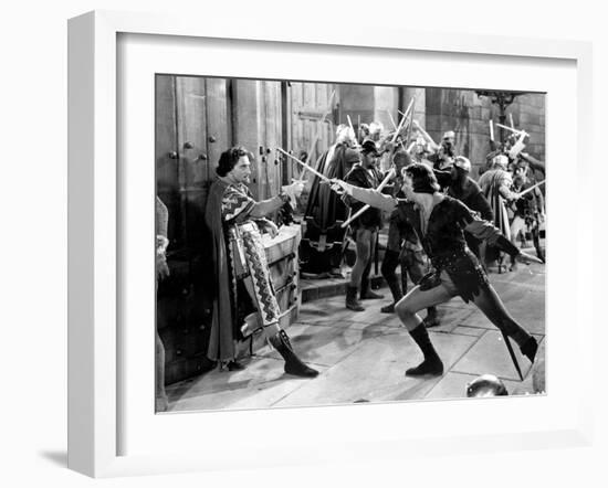 Adventures Of Robin Hood, Basil Rathbone, Errol Flynn, 1938-null-Framed Photo