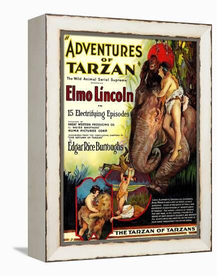 Adventures of Tarzan, Elmo Lincoln, 1921-null-Framed Stretched Canvas