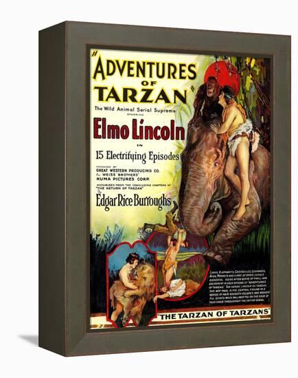 Adventures of Tarzan, Elmo Lincoln, 1921-null-Framed Stretched Canvas