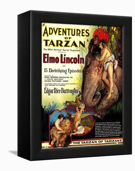 Adventures of Tarzan, Elmo Lincoln, 1921-null-Framed Stretched Canvas