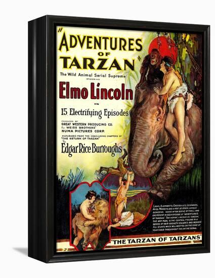 Adventures of Tarzan, Elmo Lincoln, 1921-null-Framed Stretched Canvas