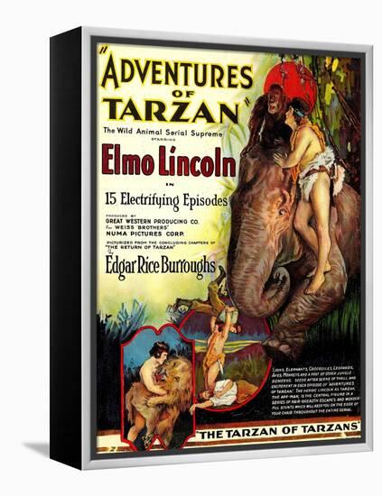 Adventures of Tarzan, Elmo Lincoln, 1921-null-Framed Stretched Canvas