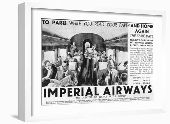 Advert, Air to Paris 1934-null-Framed Art Print