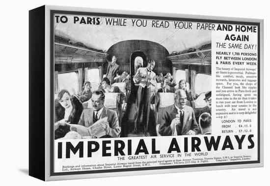 Advert, Air to Paris 1934-null-Framed Stretched Canvas