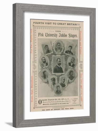 Advert for an Appearance of the Fisk University Jubilee Singers-null-Framed Photographic Print