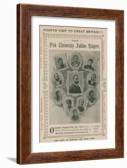 Advert for an Appearance of the Fisk University Jubilee Singers-null-Framed Photographic Print