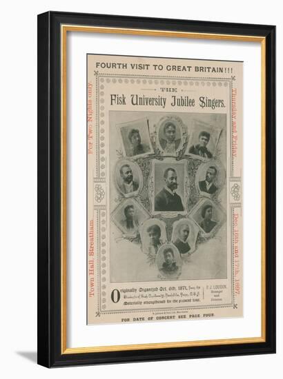 Advert for an Appearance of the Fisk University Jubilee Singers-null-Framed Photographic Print