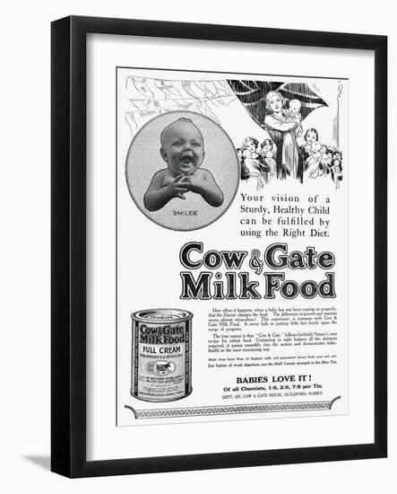 Advert for Cow and Gate Formula Milk Food 1928-null-Framed Art Print