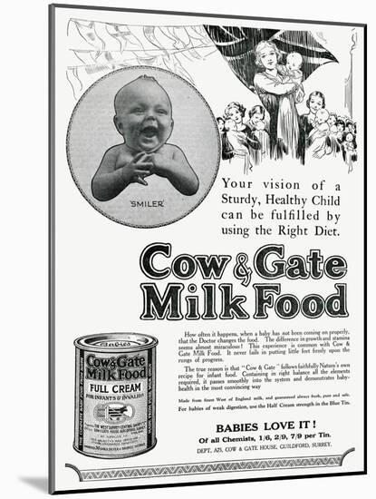 Advert for Cow and Gate Formula Milk Food 1928-null-Mounted Art Print