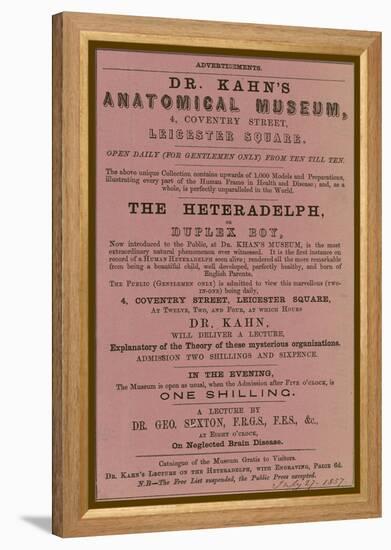 Advert for Dr Kahn's Anatomical Museum-null-Framed Premier Image Canvas