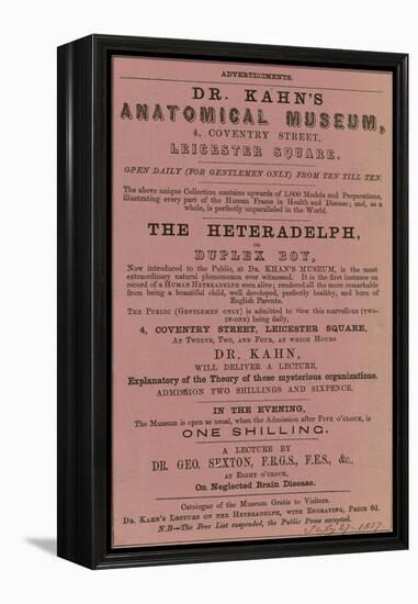 Advert for Dr Kahn's Anatomical Museum-null-Framed Premier Image Canvas