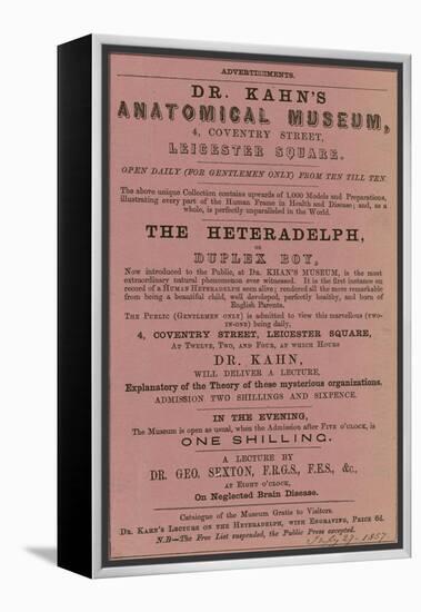 Advert for Dr Kahn's Anatomical Museum-null-Framed Premier Image Canvas