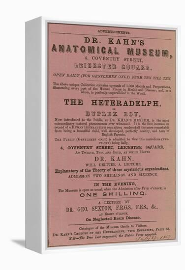 Advert for Dr Kahn's Anatomical Museum-null-Framed Premier Image Canvas