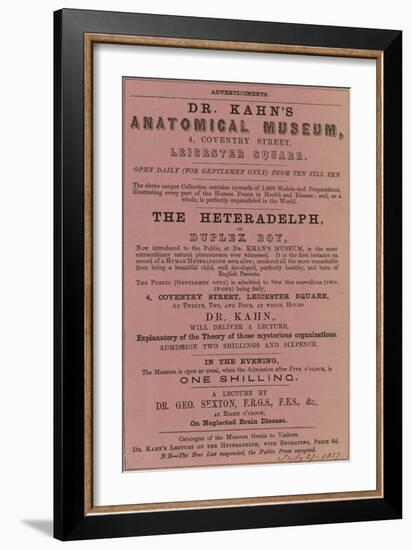 Advert for Dr Kahn's Anatomical Museum-null-Framed Giclee Print