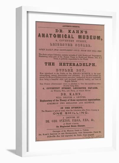 Advert for Dr Kahn's Anatomical Museum-null-Framed Giclee Print