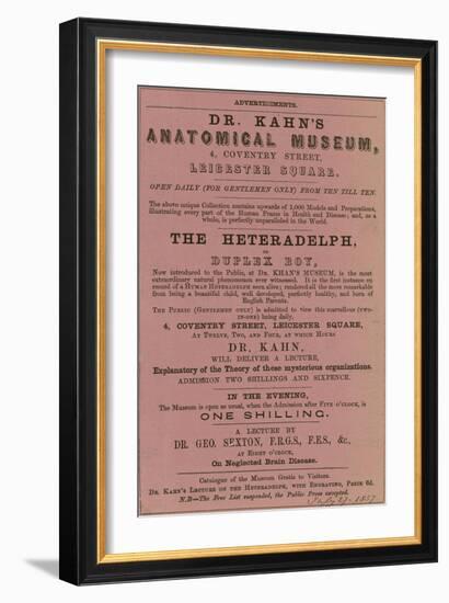 Advert for Dr Kahn's Anatomical Museum-null-Framed Giclee Print