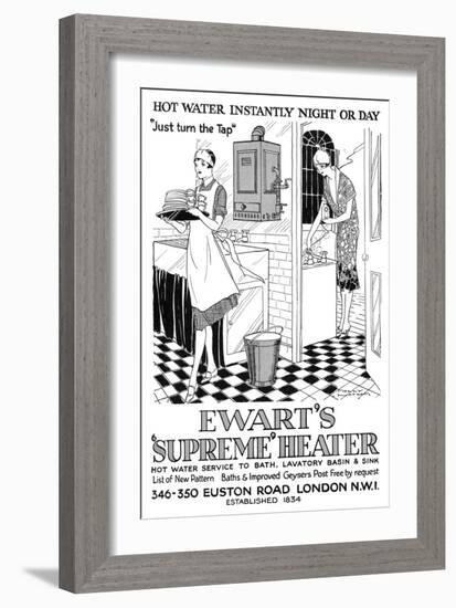 Advert for Ewart's Geyser Hot Water 1928-null-Framed Art Print