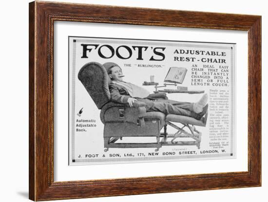 Advert for Foot's 'Burlington' Adjustable Rest-Chair, 1916-null-Framed Giclee Print