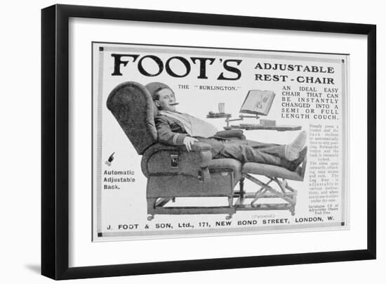 Advert for Foot's 'Burlington' Adjustable Rest-Chair, 1916-null-Framed Giclee Print