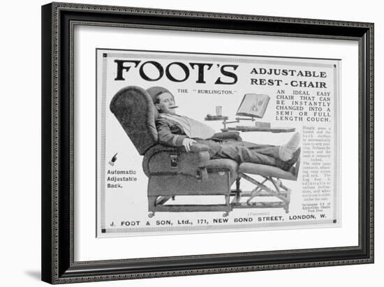 Advert for Foot's 'Burlington' Adjustable Rest-Chair, 1916-null-Framed Giclee Print