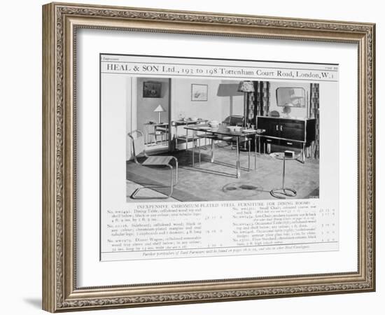 Advert for Heal and Son's Chromium Plated Steel Dining Room Furniture, 1920S-null-Framed Giclee Print