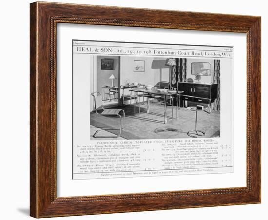 Advert for Heal and Son's Chromium Plated Steel Dining Room Furniture, 1920S-null-Framed Giclee Print