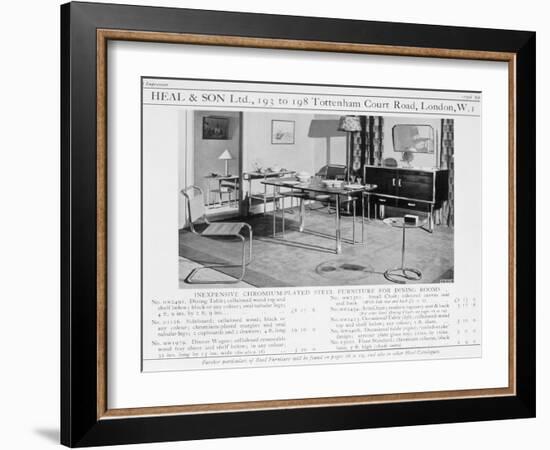 Advert for Heal and Son's Chromium Plated Steel Dining Room Furniture, 1920S-null-Framed Giclee Print