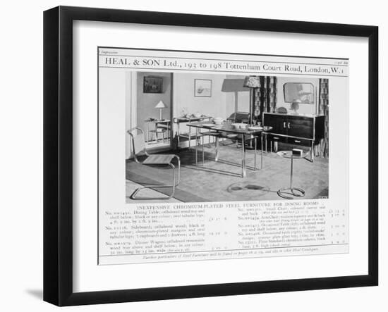 Advert for Heal and Son's Chromium Plated Steel Dining Room Furniture, 1920S-null-Framed Giclee Print