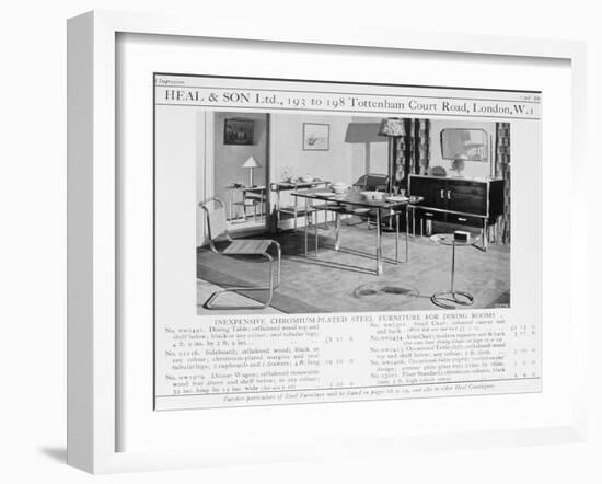 Advert for Heal and Son's Chromium Plated Steel Dining Room Furniture, 1920S-null-Framed Giclee Print