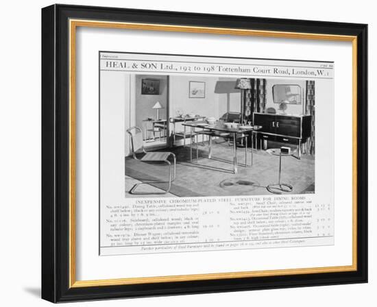 Advert for Heal and Son's Chromium Plated Steel Dining Room Furniture, 1920S-null-Framed Giclee Print