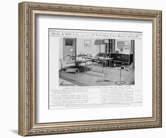 Advert for Heal and Son's Chromium Plated Steel Dining Room Furniture, 1920S-null-Framed Giclee Print