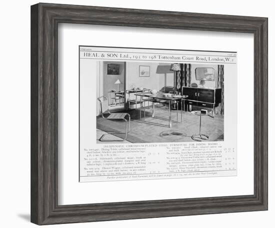 Advert for Heal and Son's Chromium Plated Steel Dining Room Furniture, 1920S-null-Framed Giclee Print