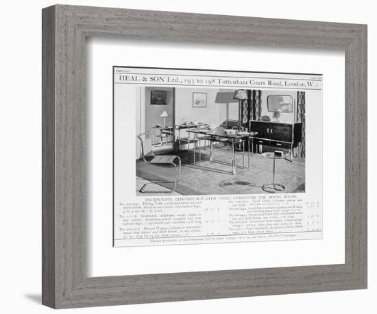 Advert for Heal and Son's Chromium Plated Steel Dining Room Furniture, 1920S-null-Framed Giclee Print