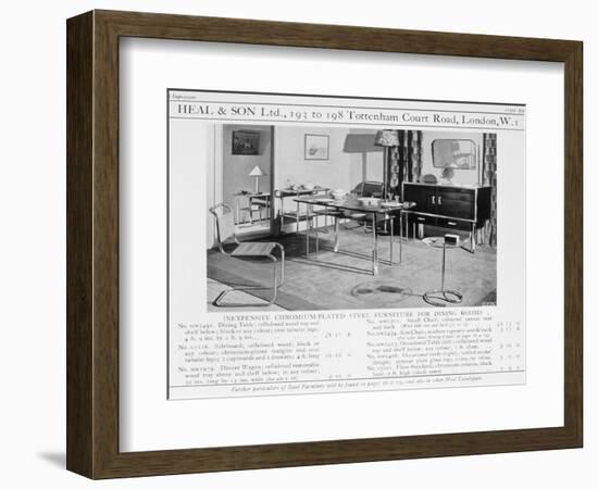 Advert for Heal and Son's Chromium Plated Steel Dining Room Furniture, 1920S-null-Framed Giclee Print