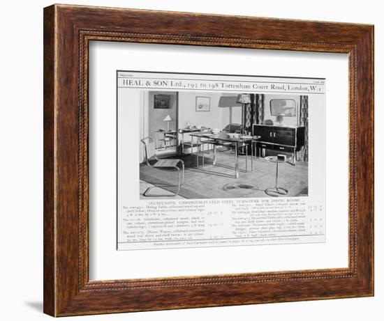 Advert for Heal and Son's Chromium Plated Steel Dining Room Furniture, 1920S-null-Framed Giclee Print