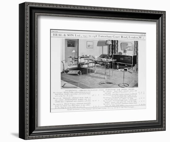 Advert for Heal and Son's Chromium Plated Steel Dining Room Furniture, 1920S-null-Framed Giclee Print