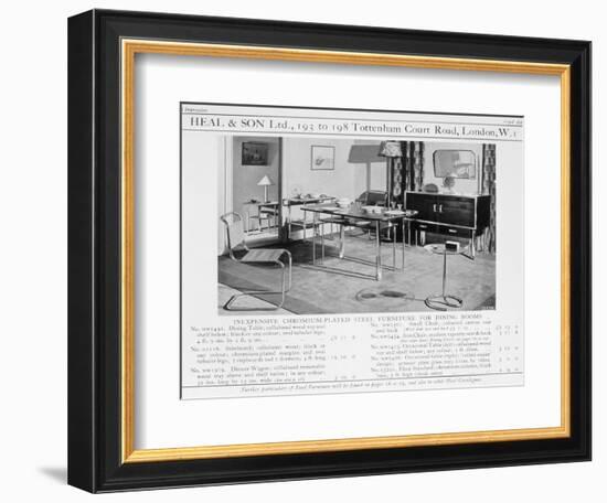 Advert for Heal and Son's Chromium Plated Steel Dining Room Furniture, 1920S-null-Framed Giclee Print