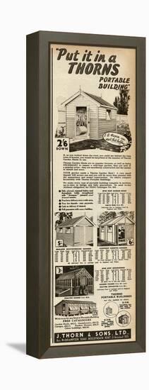 Advert for J. Thorn and Sons Portable Sheds and Greenhouses-null-Framed Stretched Canvas