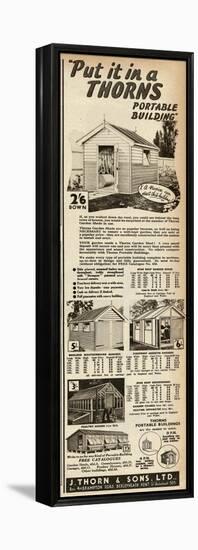 Advert for J. Thorn and Sons Portable Sheds and Greenhouses-null-Framed Stretched Canvas