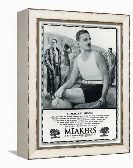 Advert for Meakers Mens Swimwear 1927-null-Framed Stretched Canvas