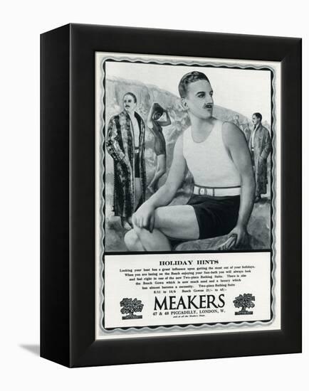 Advert for Meakers Mens Swimwear 1927-null-Framed Stretched Canvas