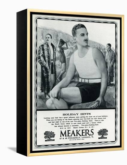 Advert for Meakers Mens Swimwear 1927-null-Framed Stretched Canvas